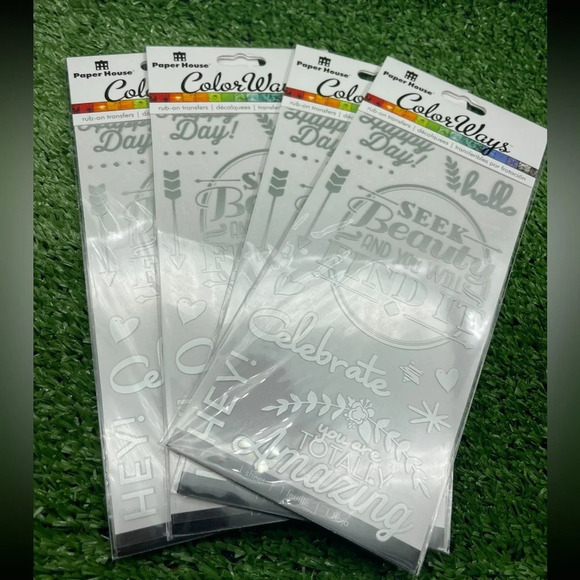 Paper House Color Ways Rub-on Transfers, Bundle of 4, Silver/White, NWT - Picture 1 of 3